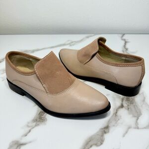 Free People Brady Cream Tan Suede Leather Casual Slip On Women’s Loafers, 6.5